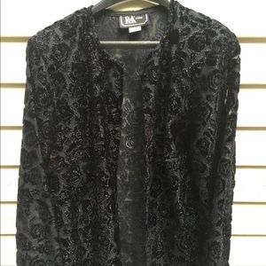 R&K Evening Velvet Rose Textured Jacket 1X